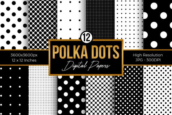 Black White Polka Dots Digital Papers