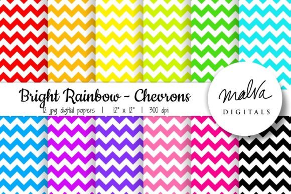 Bright Rainbow Chevrons: Vibrant, Versatile Digital Paper for Creative Projects