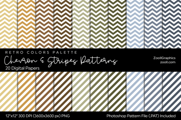 Chevron and Stripes Retro Digital Papers