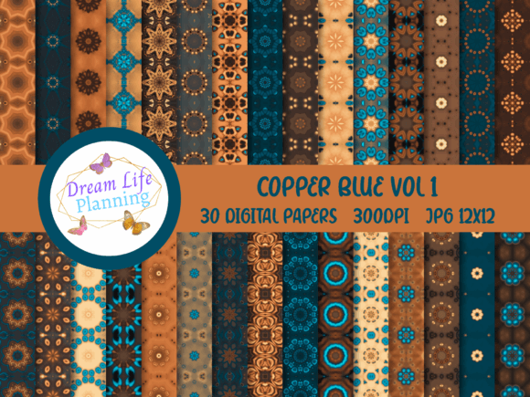 Copper Blue Vol 1 Digital Papers: Elegant, Versatile Design Resources for Crafters and Creators