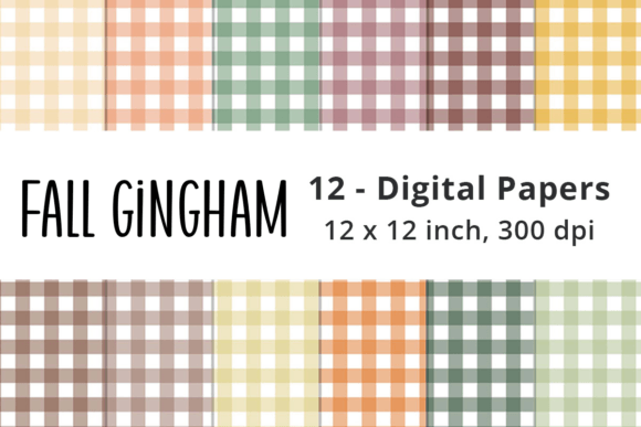 Fall Gingham Digital Paper: 12 Versatile, Print-Ready Patterns for Creative Projects