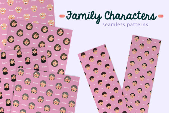 Family Characters Seamless Patterns E: Thoughtful Design Resources for Meaningful Personal Projects