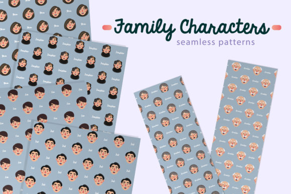 Family Characters Seamless Patterns G