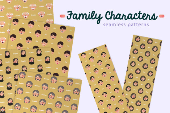Family Characters Seamless Patterns H
