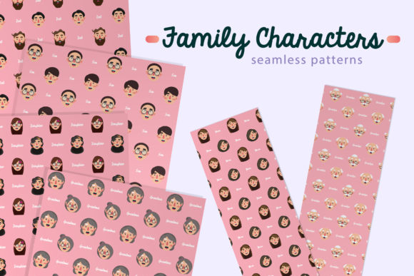 Family Characters Seamless Patterns J