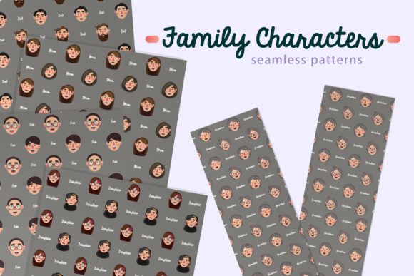 Family Characters Seamless Patterns K