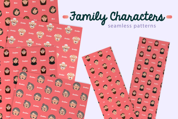 Family Characters Seamless Patterns M