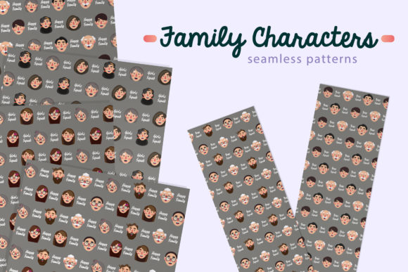 Family Characters Seamless Patterns P