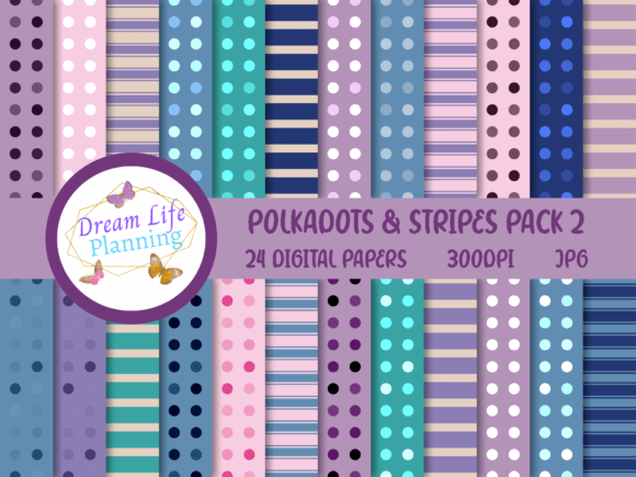 Polkadots Stripes Pack 2 Digital Paper