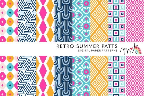 Retro Summer Digital Papers