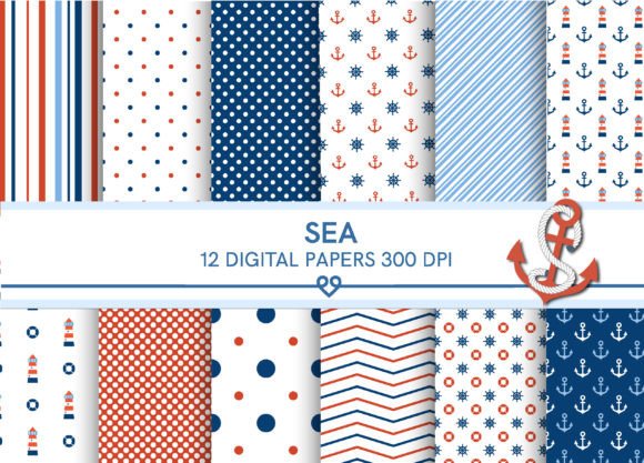 SEA DIGITAL PAPERS: 8 Seamless Patterns for Real Creative Work