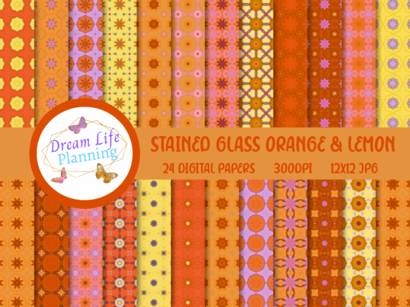 Stained Glass Orange Lemon Papers: Vibrant, Versatile Digital Papers for Real Creative Work