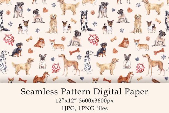 Watercolor Dogs Seamless Pattern: Timeless Charm Meets Modern Creative Flexibility