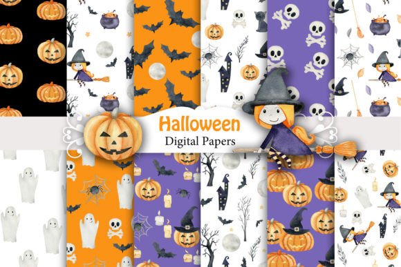 Watercolor Halloween Digital Papers: A Creative Resource for Designers and Crafters
